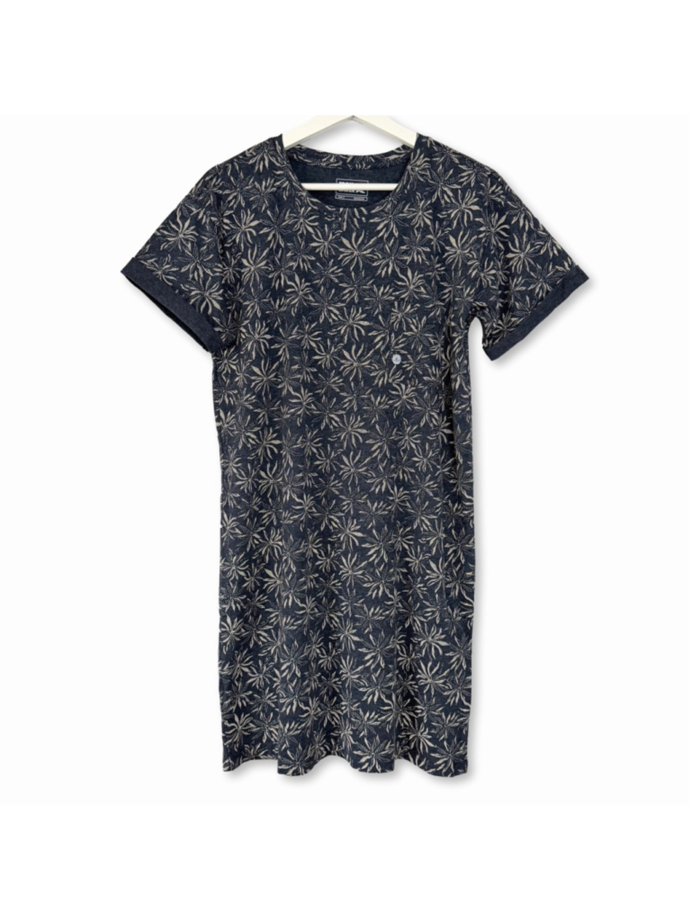 Eddie Bauer Navy Beige Printed T-Shirt Dress Women's Small